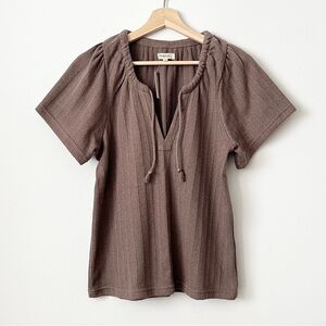 NWT Madewell Women's Knit Blouse Top XXS Mushroom Brown Boho Oversized Summer